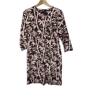 J McLaughlin Bamboo Printed 3/4 Sleeve Sheath Dress Womens Size Medium $198